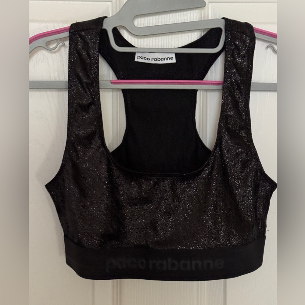 New!PACO RABANNE Square Neckline Sleeveless Crop Top